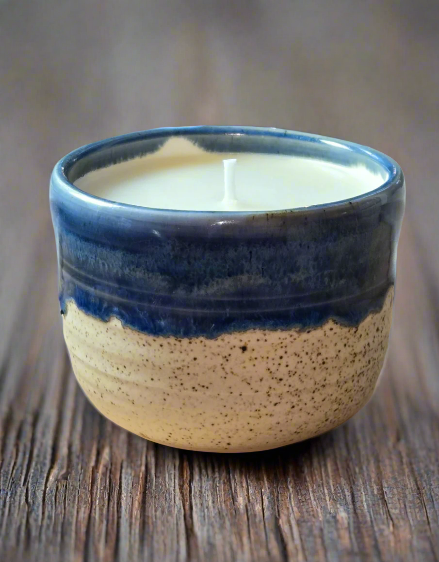 Oasis Blue Ceramic Cup Candle (Cedar Scent)